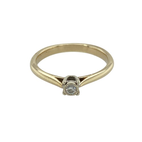 9ct Gold & Diamond Set Solitaire Ring