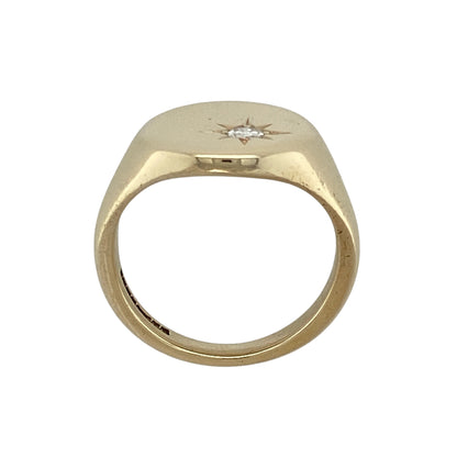 9ct Gold & Diamond Set Oval Signet Ring