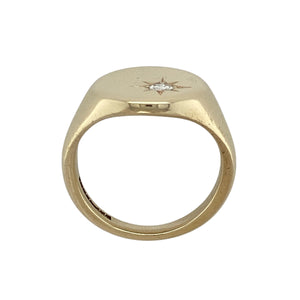 9ct Gold & Diamond Set Oval Signet Ring