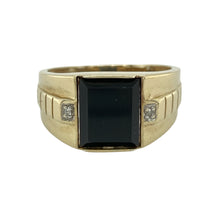 Load image into Gallery viewer, 9ct Gold Diamond &amp; Onyx Signet Ring

