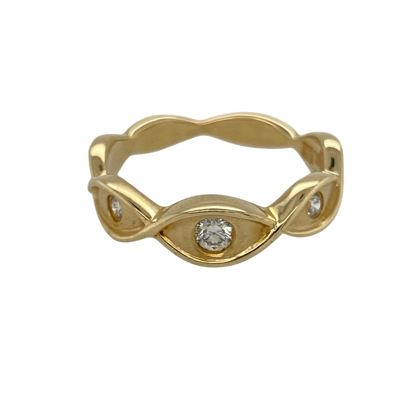 18ct Gold & Diamond Set Clogau Twisted Weave Band Ring
