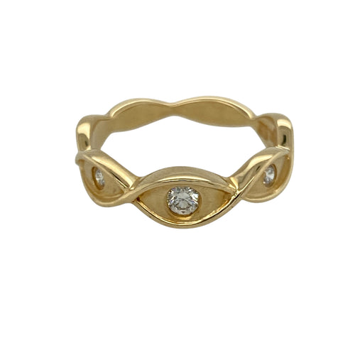 18ct Gold & Diamond Set Clogau Twisted Weave Band Ring