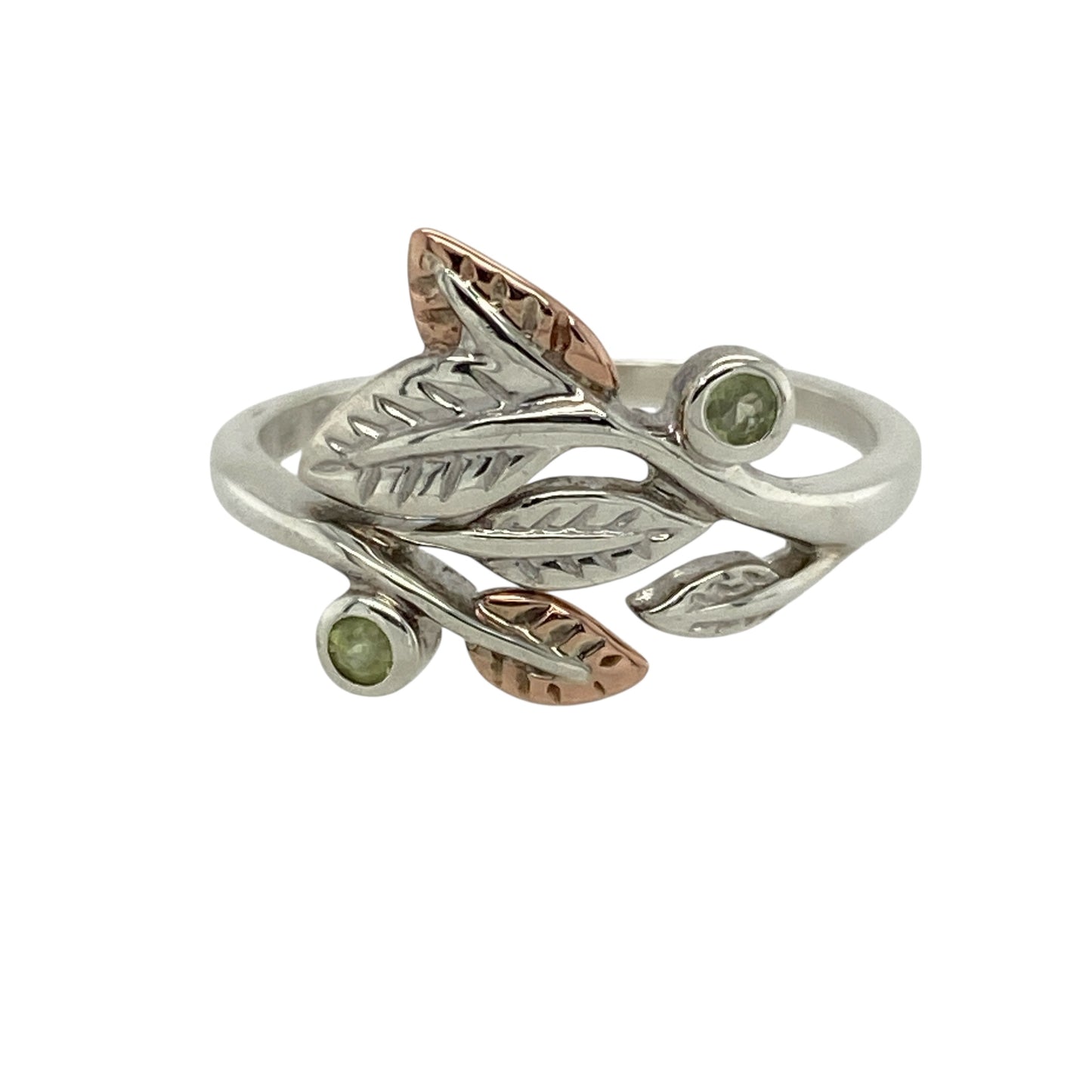 925 Silver & Peridot Set Clogau Leaf Ring
