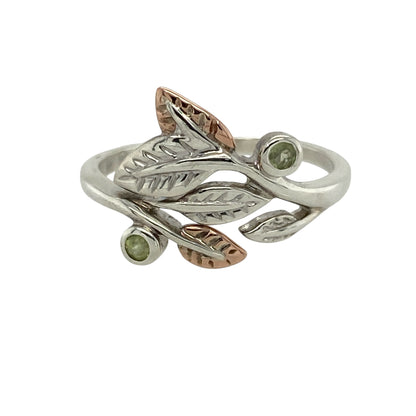 925 Silver & Peridot Set Clogau Leaf Ring