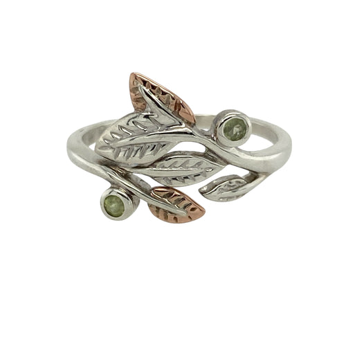 925 Silver & Peridot Set Clogau Leaf Ring
