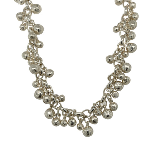 925 Silver Dower and Hall Ball Drop Necklace