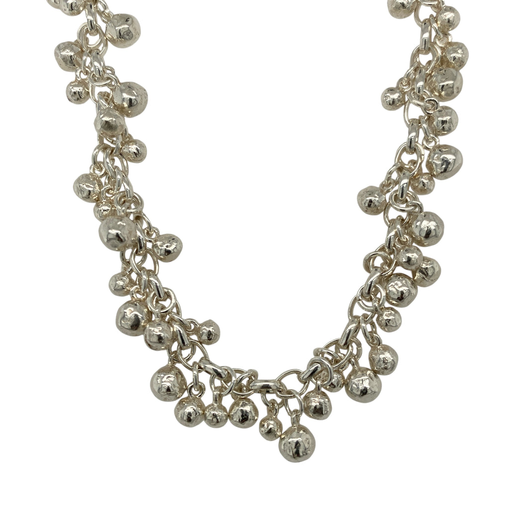 925 Silver Dower and Hall Ball Drop Necklace