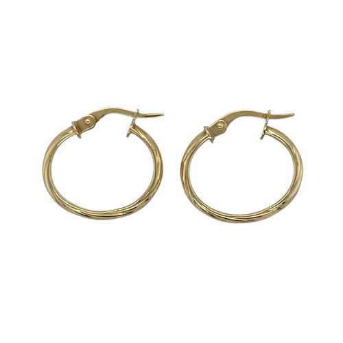 9ct Gold Twist Patterned Oval Creole Earrings