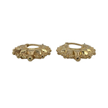 Load image into Gallery viewer, Bring classic shine and decorative detail to your jewellery collection with these pre-owned 9ct yellow gold fancy hoop creole earrings—perfect for elevating everyday or occasion looks.

Design: Each earring features a traditional hoop creole shape with intricate fancy patterning, adding texture and a touch of elegance.
Material: Made from 9-carat yellow gold, the polished finish enhances the warm golden tone and highlights the detailed design.

