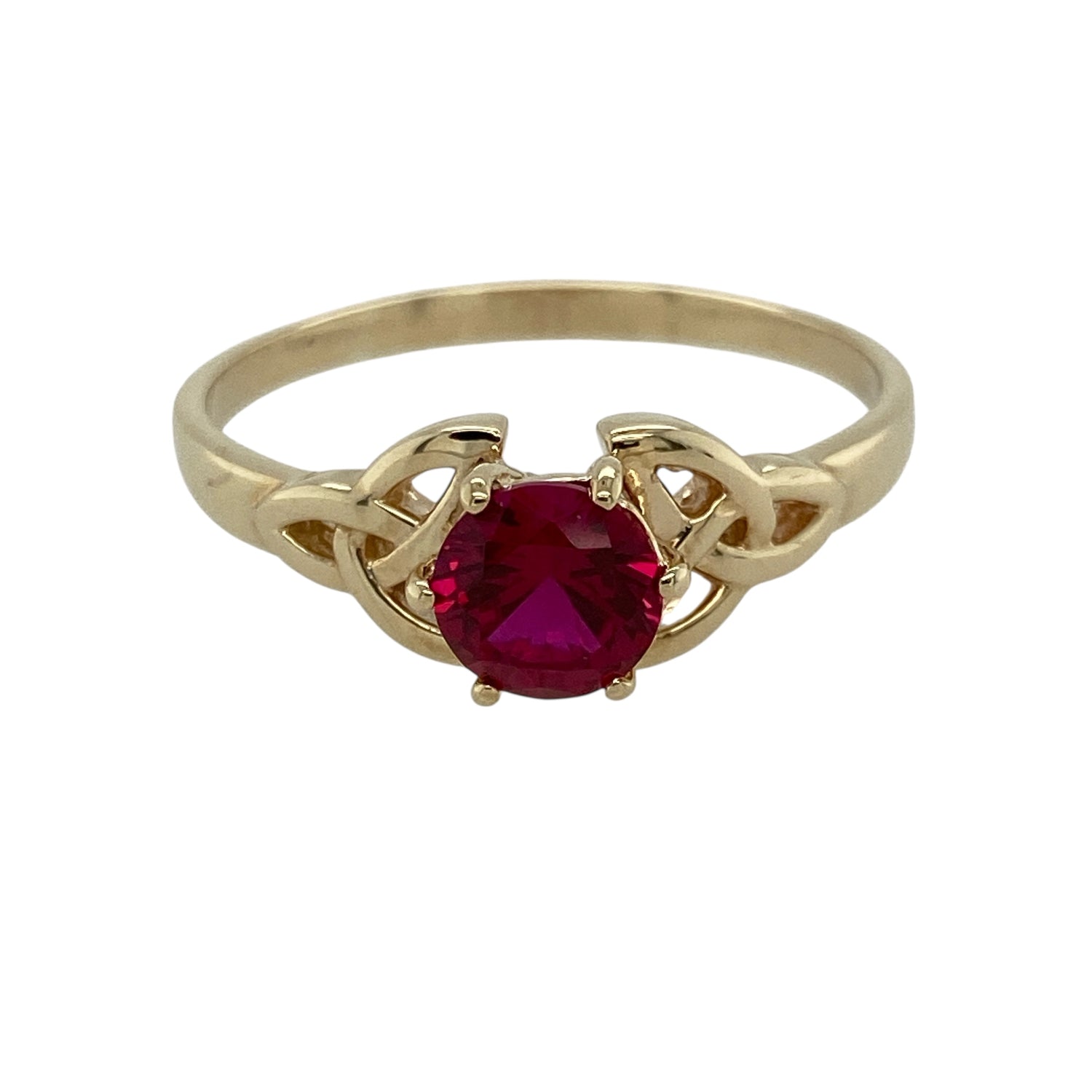 9ct Gold & Ruby Set Celtic Knot Design Ring