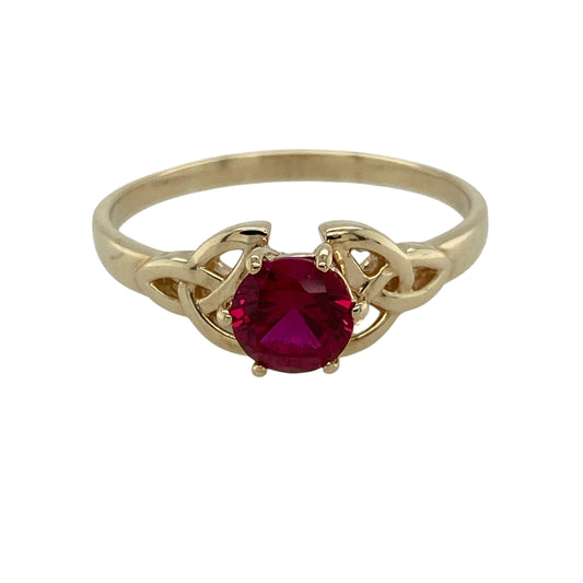 9ct Gold & Ruby Set Celtic Knot Design Ring
