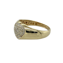 Load image into Gallery viewer, Bring sweet sparkle and charming detail to your little one’s jewellery collection with this pre-owned 9ct yellow gold cubic zirconia heart signet style children’s ring—perfect for a special gift or keepsake.

Design: The ring features a 7mm high heart-shaped face adorned with sparkling cubic zirconia, adding a touch of elegance to the playful design.
Material: Made from 9-carat yellow gold, the polished finish enhances the warm golden tone and the brilliance of the stones.

