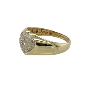 Bring sweet sparkle and charming detail to your little one’s jewellery collection with this pre-owned 9ct yellow gold cubic zirconia heart signet style children’s ring—perfect for a special gift or keepsake.

Design: The ring features a 7mm high heart-shaped face adorned with sparkling cubic zirconia, adding a touch of elegance to the playful design.
Material: Made from 9-carat yellow gold, the polished finish enhances the warm golden tone and the brilliance of the stones.
