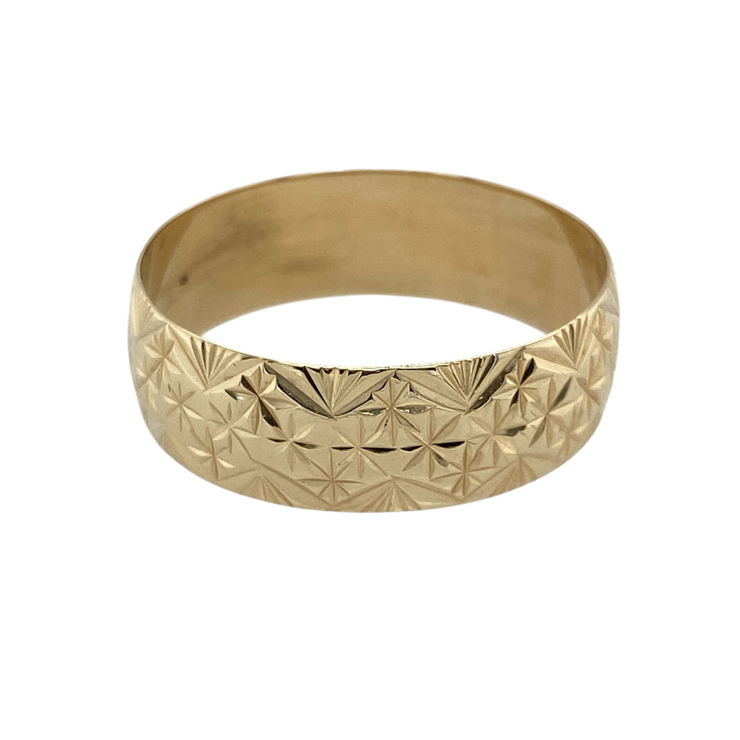 9ct Gold 7mm Patterned Band Ring