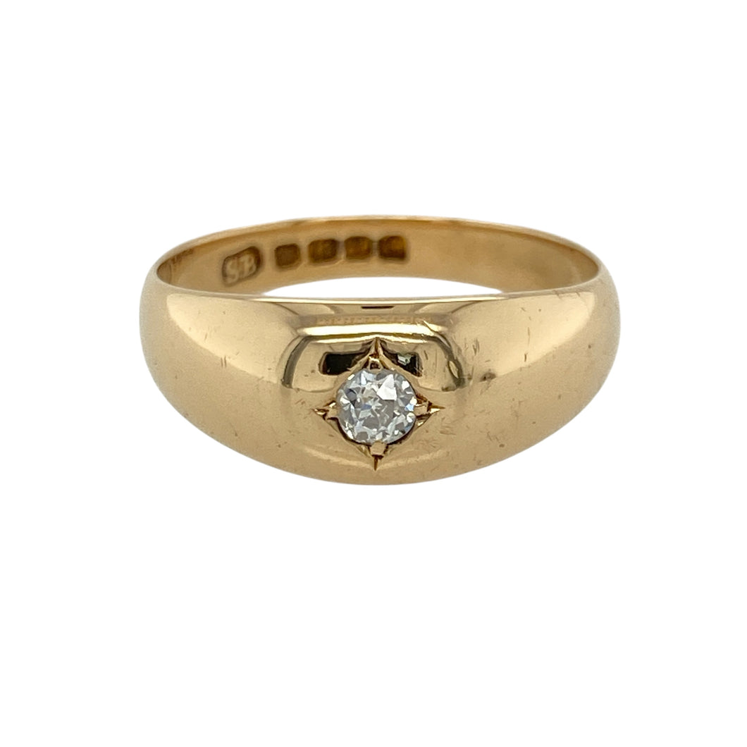 18ct Gold & Diamond Set Solitaire Band Ring