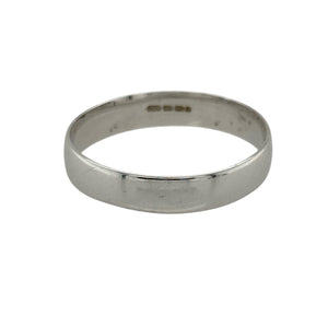 Bring sleek elegance and timeless appeal to your collection with this pre-owned 9ct white gold wedding band ring—perfect for marking a special occasion or adding a classic touch to your everyday style.

Design: The ring features a 4mm wide band with a smooth, polished finish for a clean and versatile look.
Material: Made from 9-carat white gold, the bright tone and lustrous surface offer a modern twist on a traditional design.
