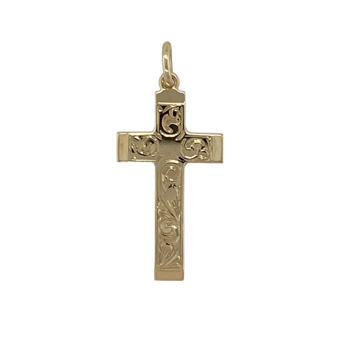 9ct Gold Patterned Cross Pendant