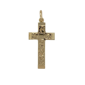 9ct Gold Patterned Cross Pendant