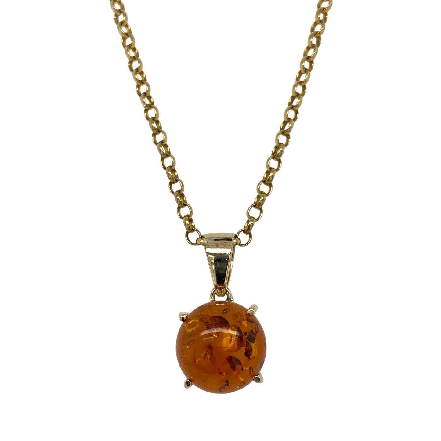9ct Gold & Amber Round 18" Necklace