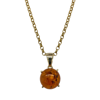 9ct Gold & Amber Round 18" Necklace