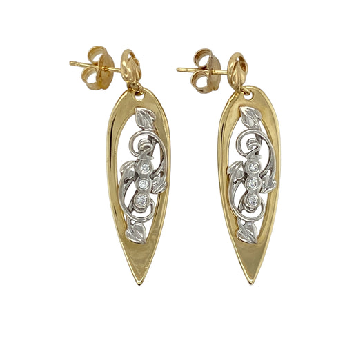 18ct Gold & Diamond Set Clogau Tree of Life Drop Earrings