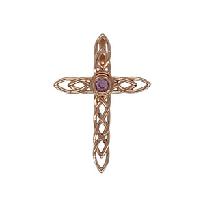 9ct Gold & Pink Stone Set Clogau Cross Pendant