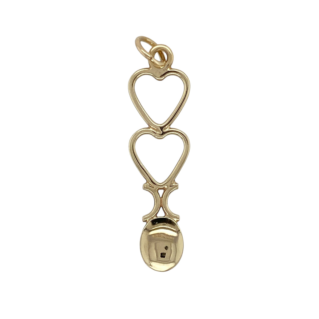 9ct Gold Welsh Double Heart Lovespoon Pendant