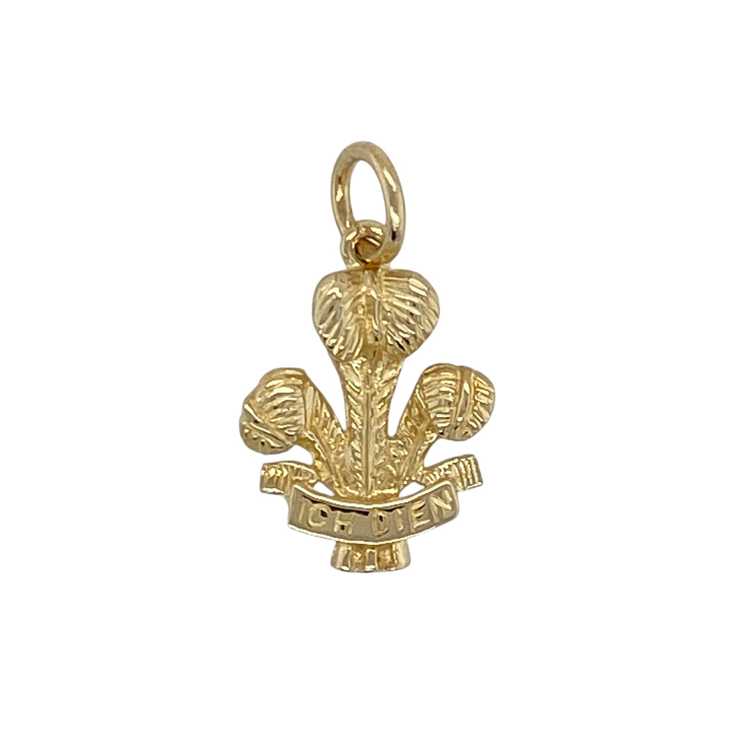 9ct Gold Welsh Three Feathers Pendant