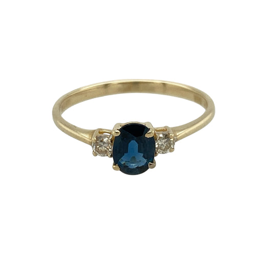 9ct Gold Diamond & Sapphire Set Trilogy Ring