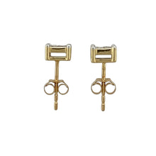 Load image into Gallery viewer, 18ct Gold &amp; Diamond Set Princess Cut Stud Earrings
