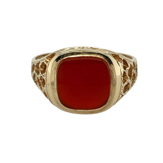 9ct Gold & Carnelian Set Square Signet Ring