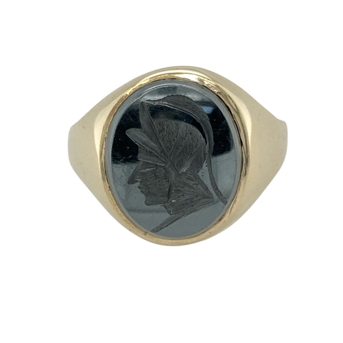 9ct Gold & Hematite Centurion Set Oval Signet Ring