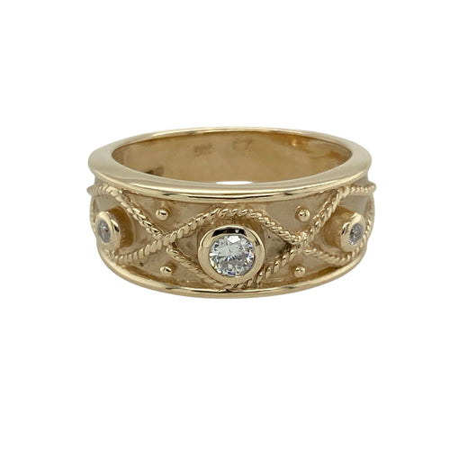 9ct Gold & Cubic Zirconia Set Trilogy Band Ring