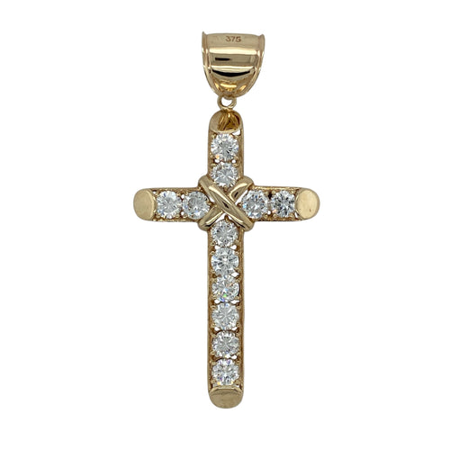 9ct Gold & Cubic Zirconia Set Cross Pendant