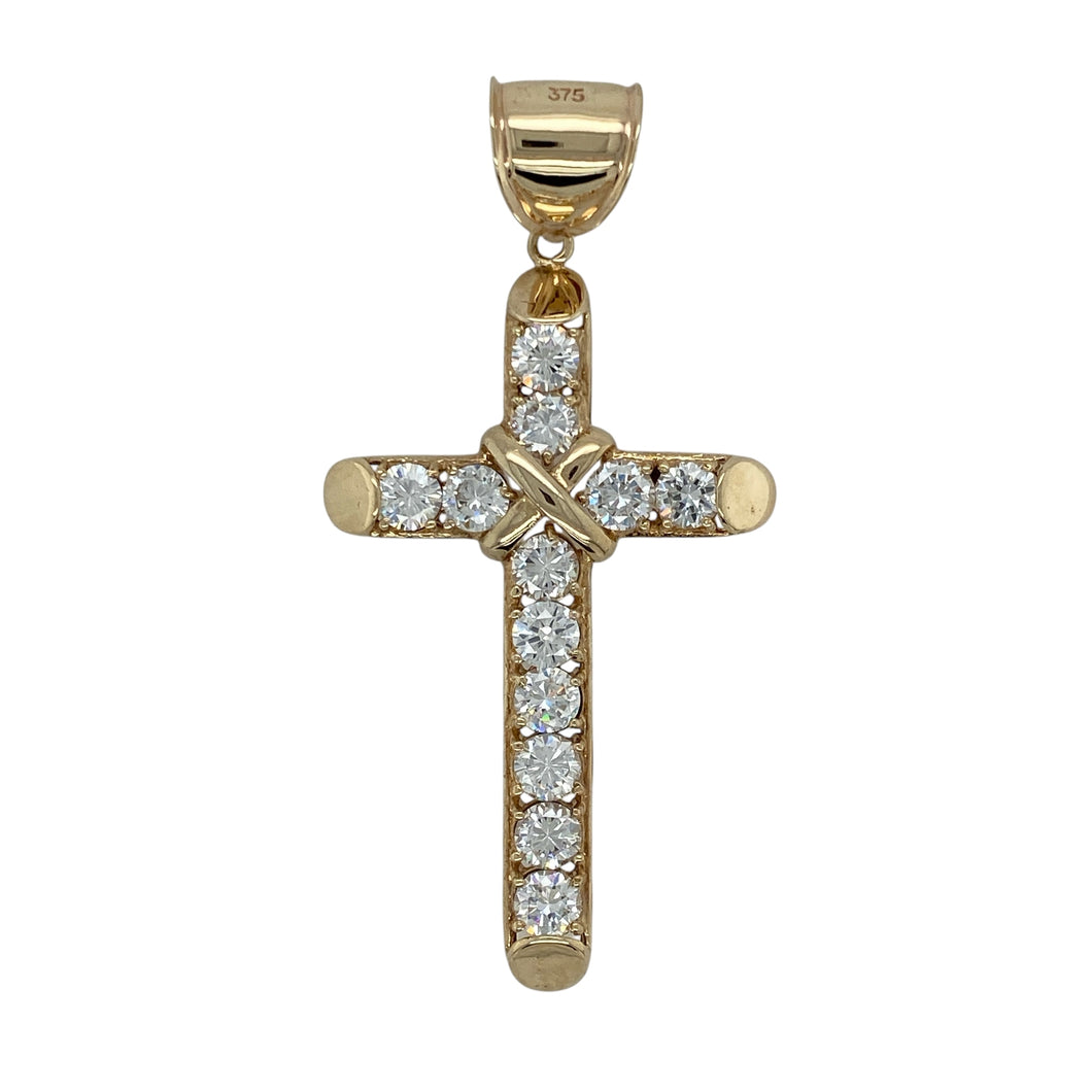 9ct Gold & Cubic Zirconia Set Cross Pendant