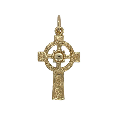 9ct Gold Celtic Patterned Cross Pendant