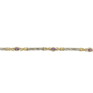 9ct Gold & Amethyst Set Kiss 7.5" Bracelet
