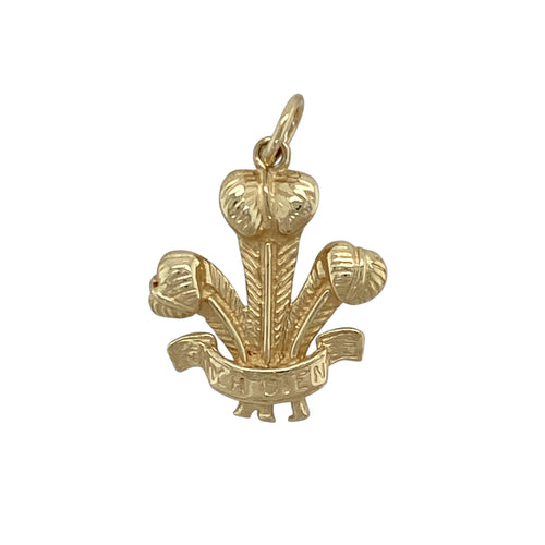 9ct Gold Welsh Three Feathers Pendant