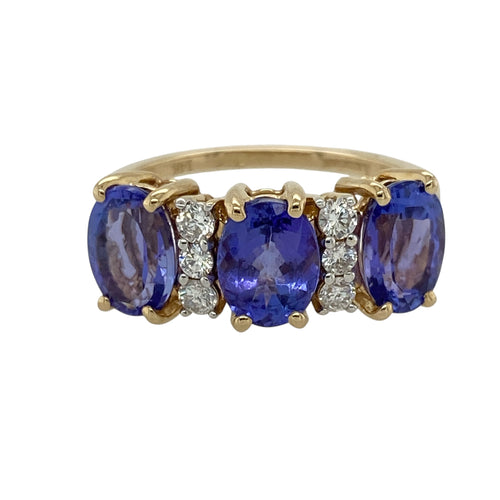14ct Gold Diamond & Tanzanite Set Ring