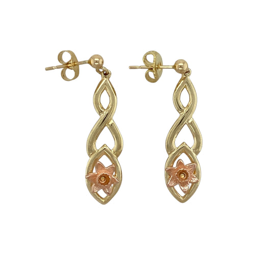 9ct Gold Clogau Daffodil Celtic Drop Earrings