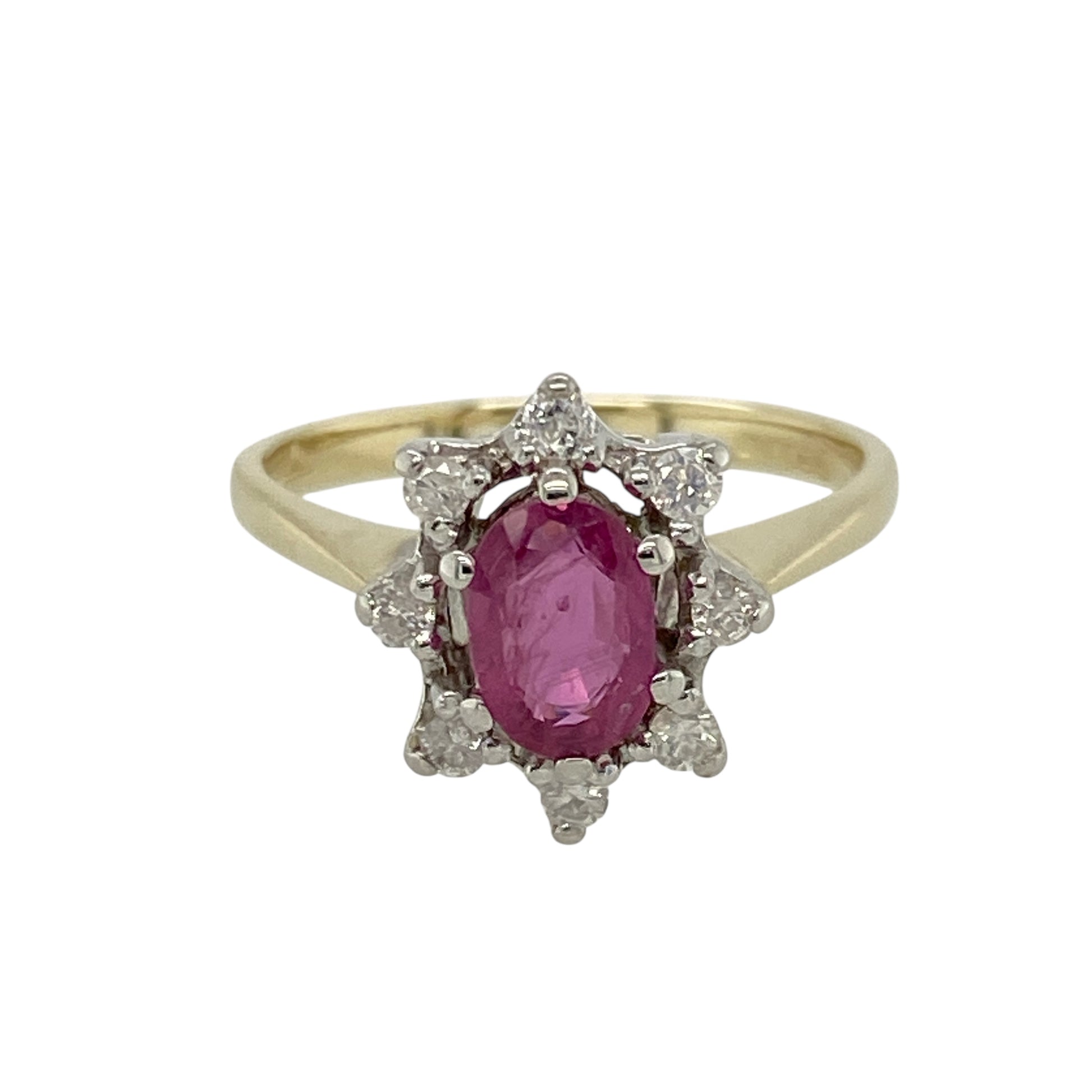 9ct Gold Diamond & Ruby Set Cluster Ring