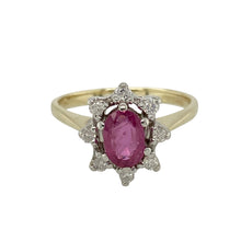 Load image into Gallery viewer, 9ct Gold Diamond &amp; Ruby Set Cluster Ring
