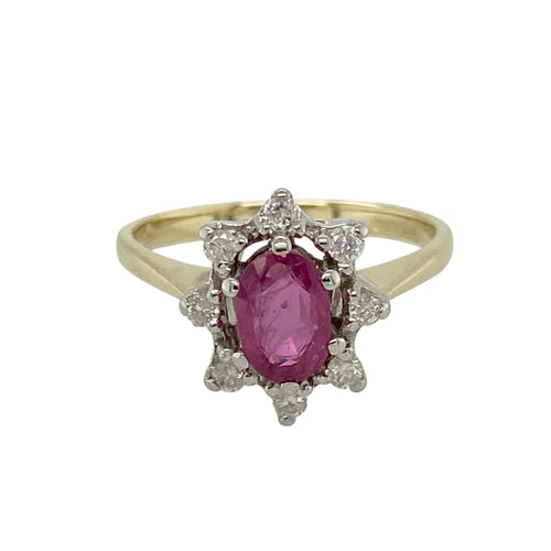 9ct Gold Diamond & Ruby Set Cluster Ring