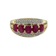 Load image into Gallery viewer, 9ct Gold Diamond &amp; Ruby Set Band Ring
