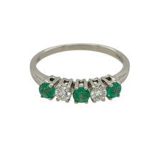 Load image into Gallery viewer, 9ct White Gold Diamond &amp; Emerald Set Band Ring
