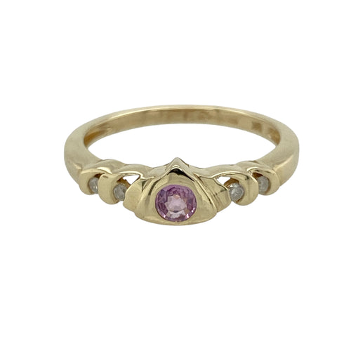 9ct Gold Diamond & Pink Sapphire Set Ring