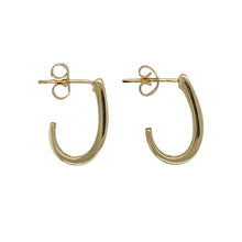 Load image into Gallery viewer, Bring classic style and subtle sparkle to your collection with these pre-owned 9ct yellow gold diamond half hoop stud earrings—perfect for adding elegance to both day and evening looks.

Design: Each earring features a half hoop shape accented with diamonds along the front for a refined touch of brilliance.
Material: Made from 9-carat yellow gold, the polished finish enhances the warm tone and complements the sparkle of the diamonds.

