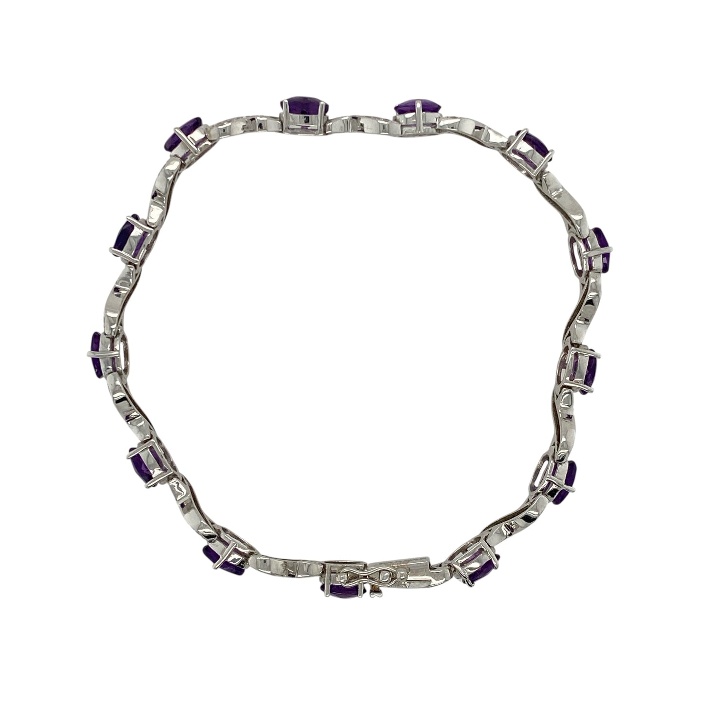 18ct White Gold Diamond & Amethyst Set 7.25" Bracelet
