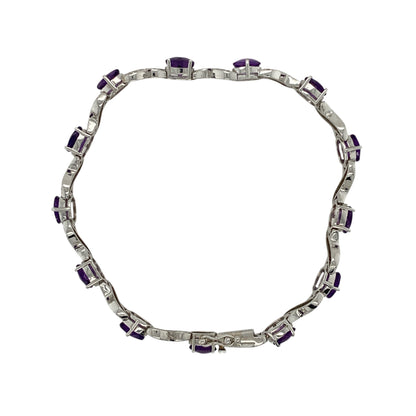 18ct White Gold Diamond & Amethyst Set 7.25" Bracelet