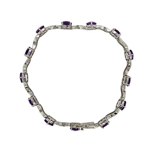 18ct White Gold Diamond & Amethyst Set 7.25" Bracelet